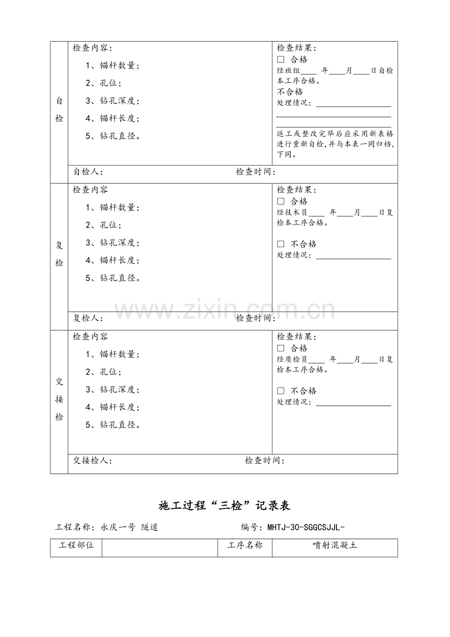 隧道施工三检表.doc_第3页