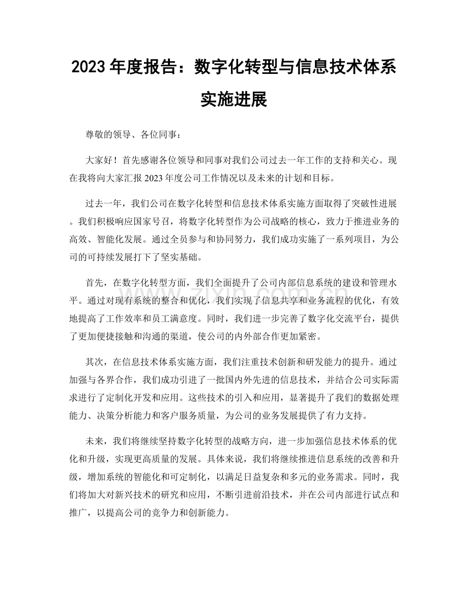 2023年度报告：数字化转型与信息技术体系实施进展.docx_第1页