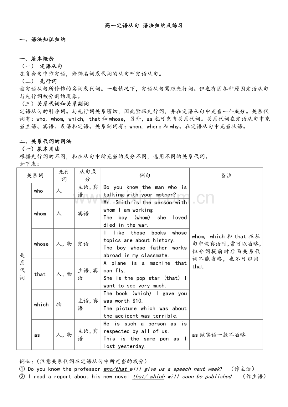 高一定语从句专项练习题.doc_第1页