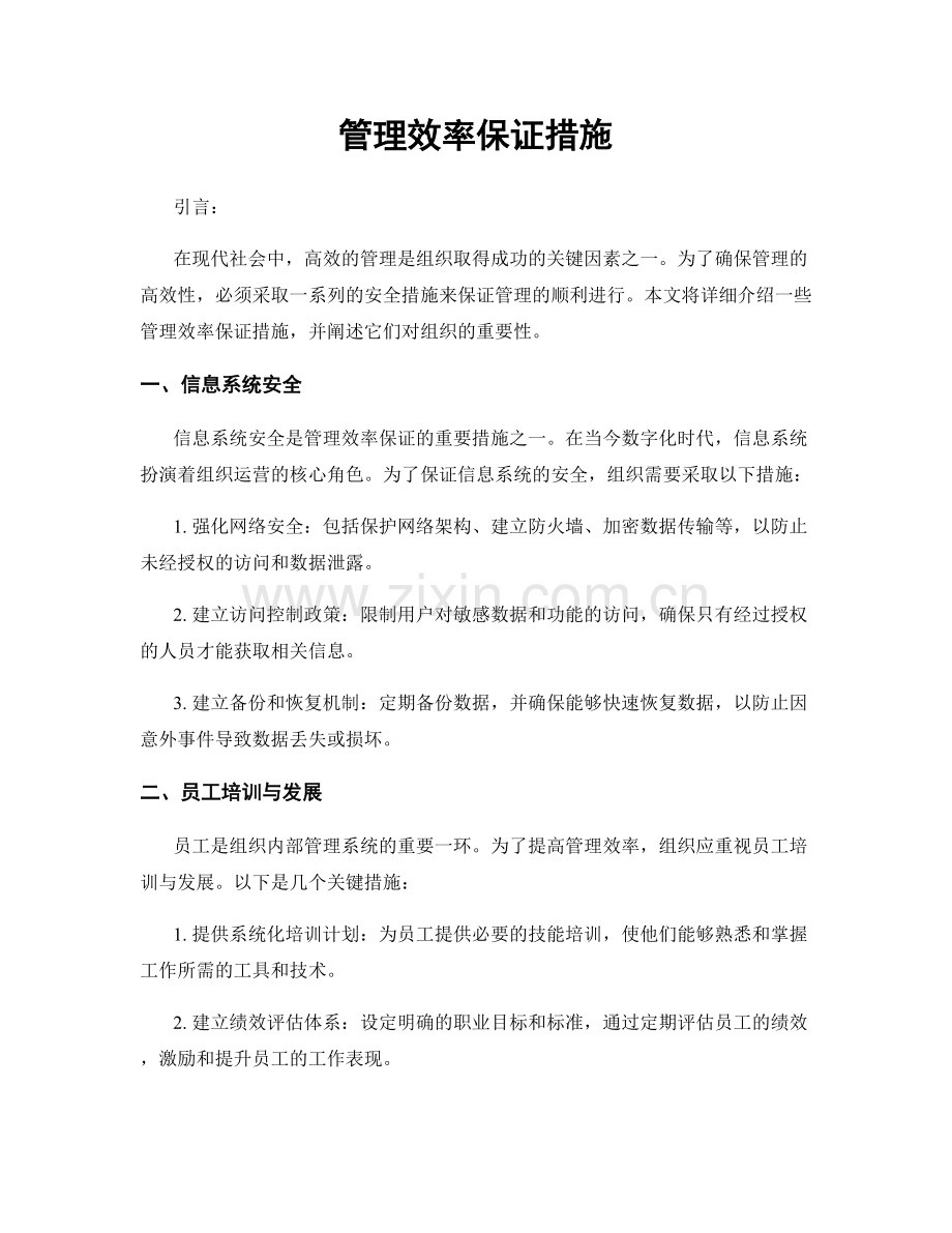 管理效率保证措施.docx_第1页