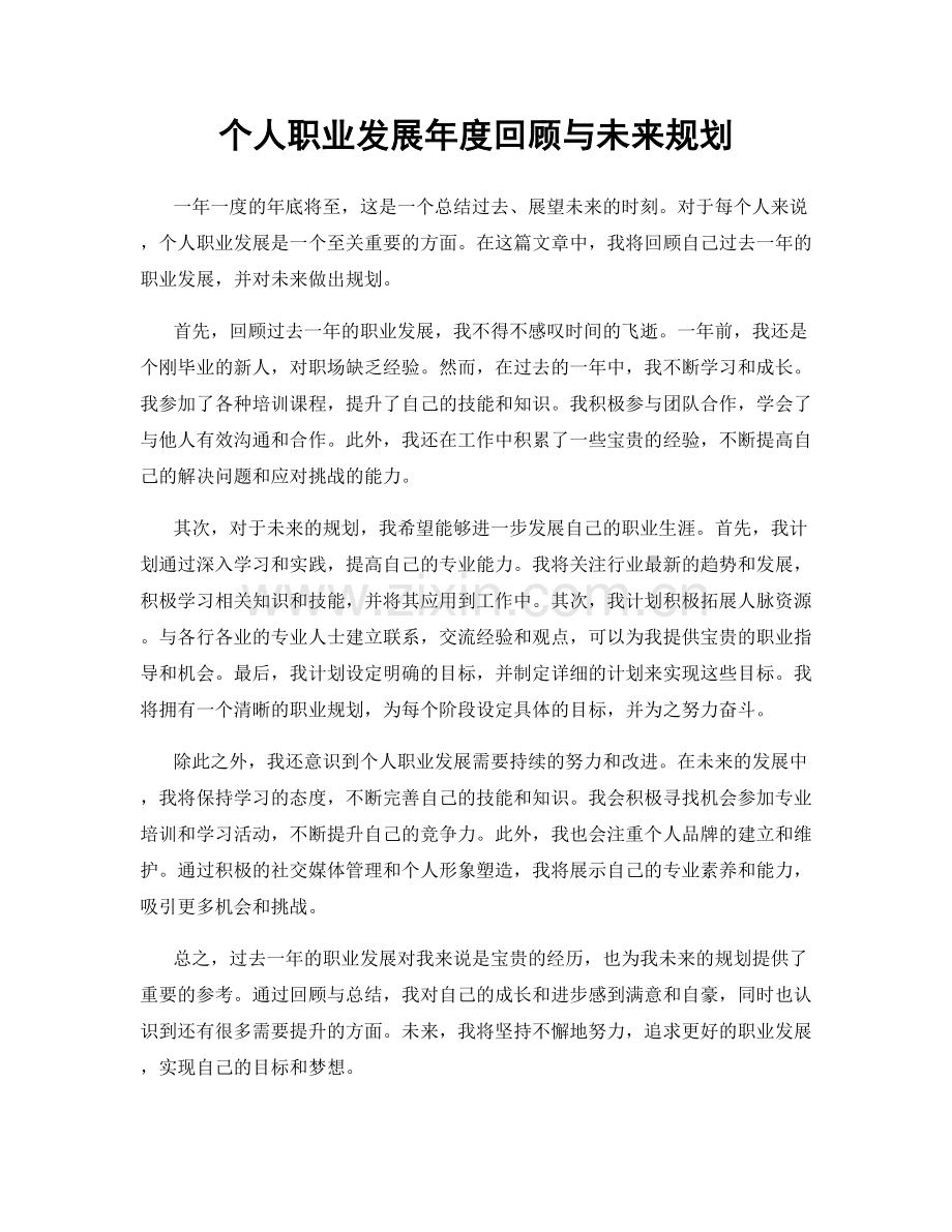 个人职业发展年度回顾与未来规划.docx_第1页