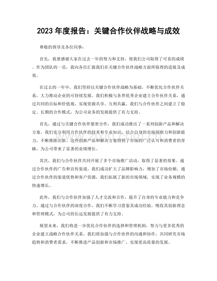 2023年度报告：关键合作伙伴战略与成效.docx_第1页