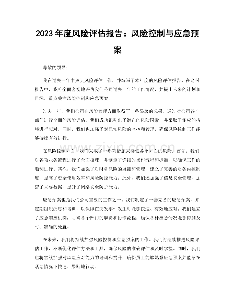 2023年度风险评估报告：风险控制与应急预案.docx_第1页