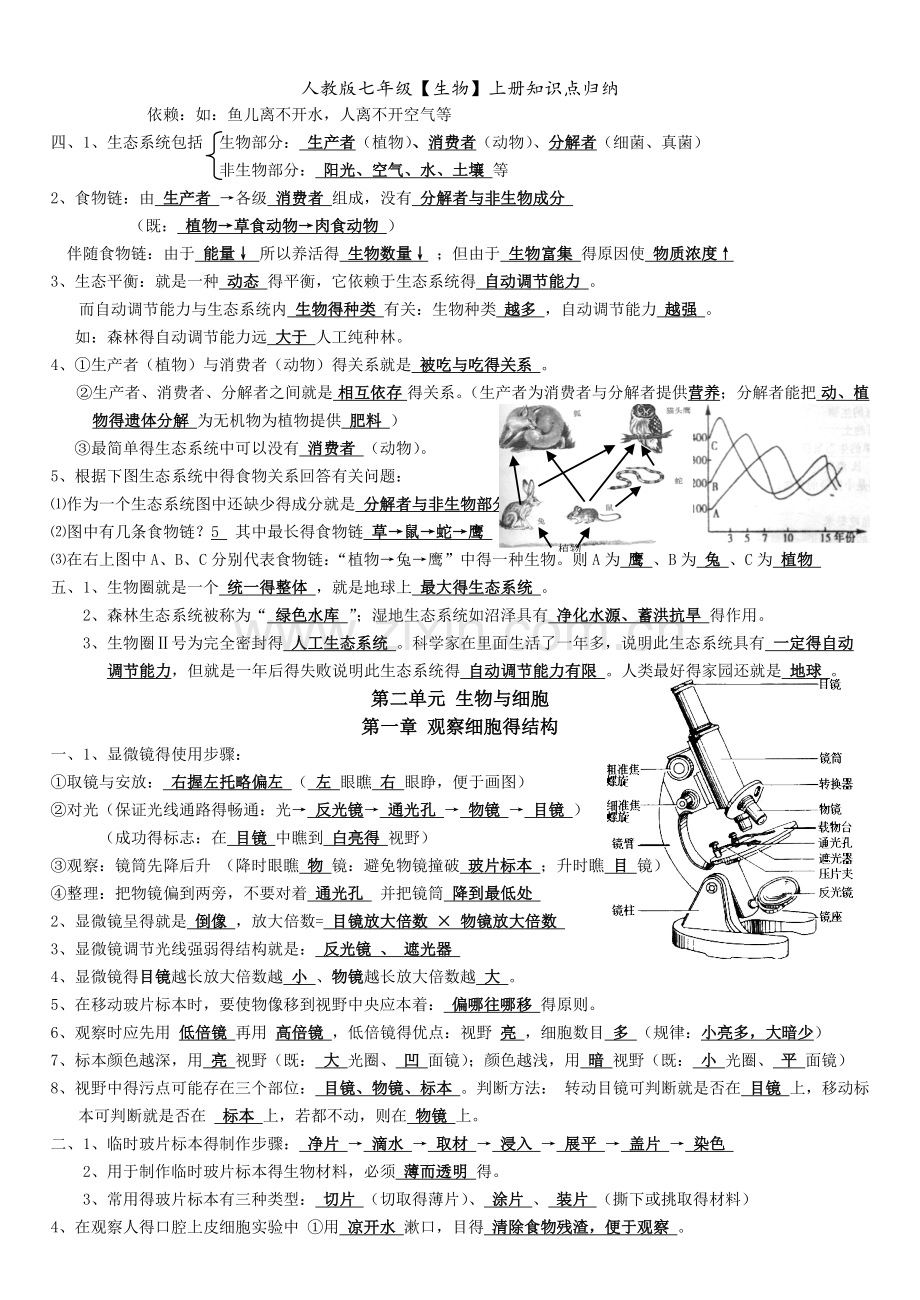 人教版七年级【生物】上册知识点归纳.doc_第2页