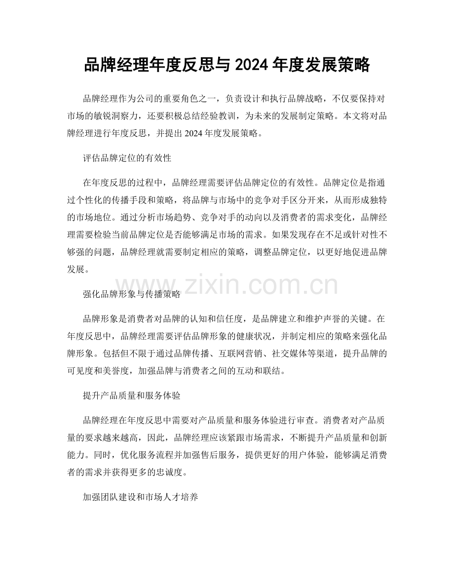 品牌经理年度反思与2024年度发展策略.docx_第1页