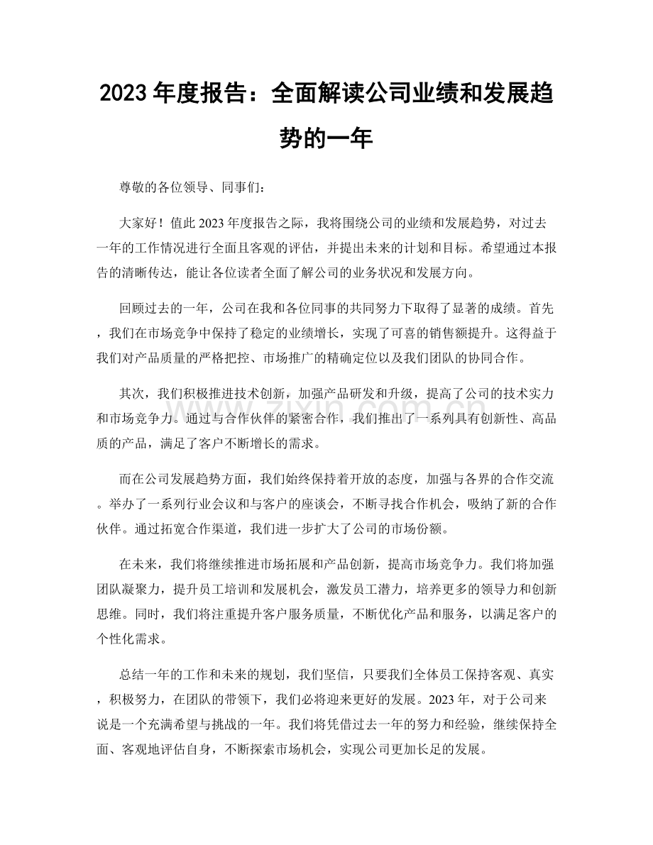 2023年度报告：全面解读公司业绩和发展趋势的一年.docx_第1页