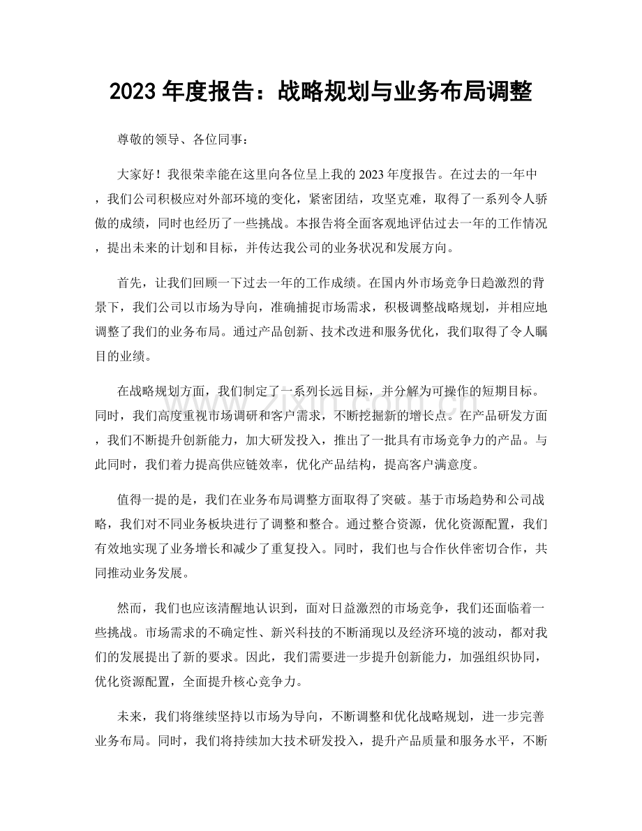 2023年度报告：战略规划与业务布局调整.docx_第1页