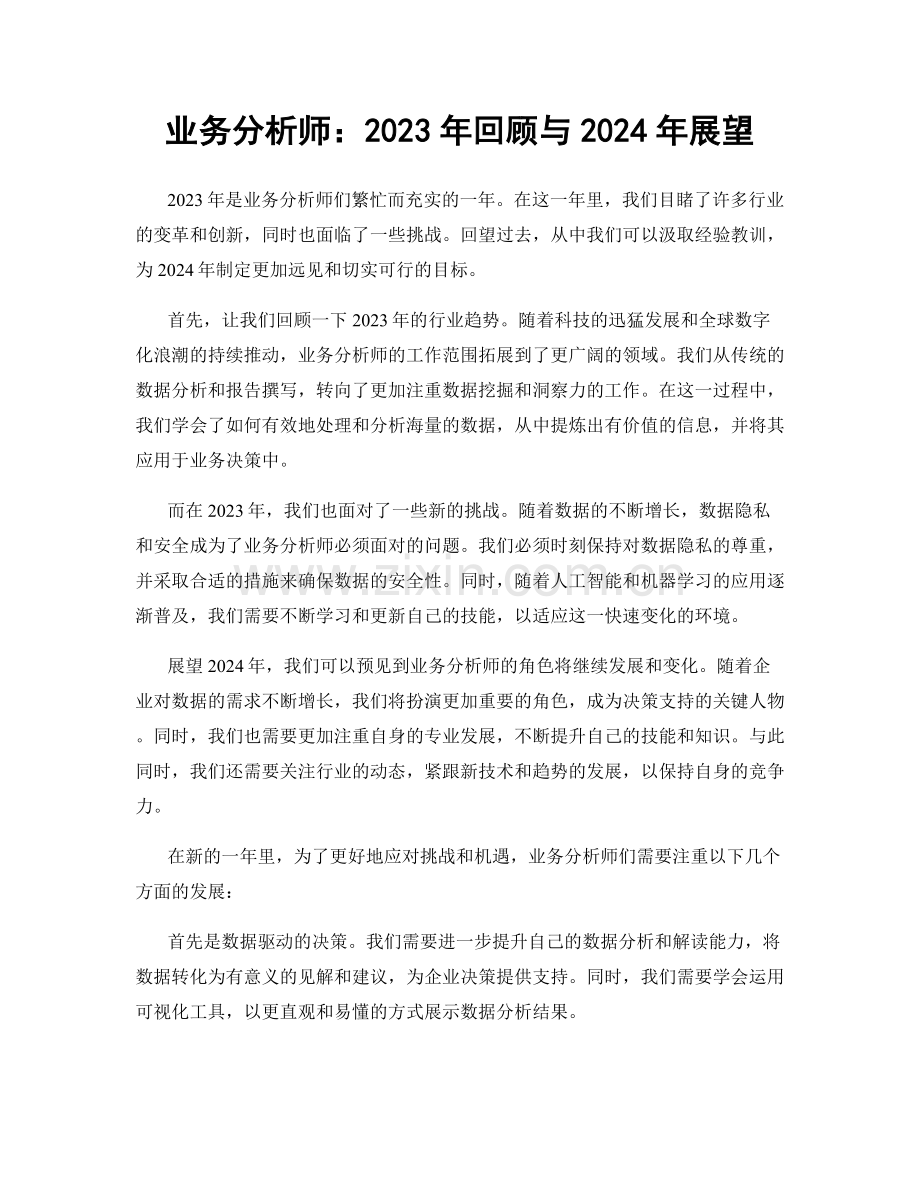 业务分析师：2023年回顾与2024年展望.docx_第1页