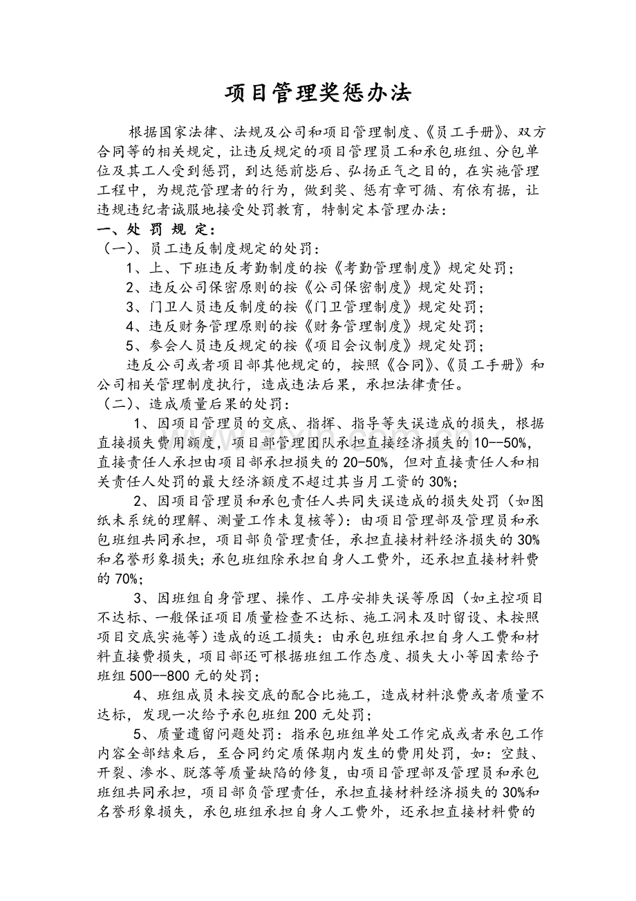 项目管理奖惩办法.doc_第1页