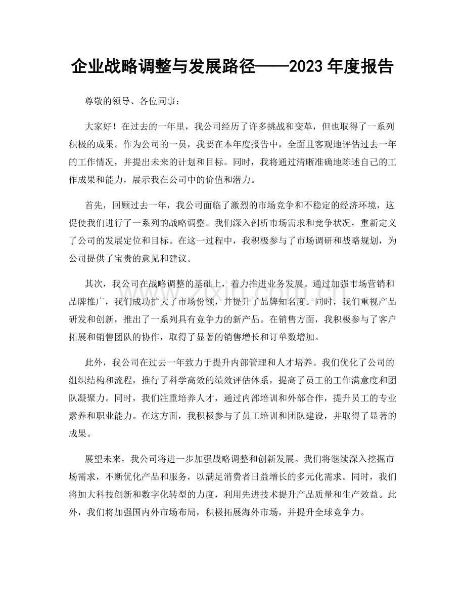 企业战略调整与发展路径——2023年度报告.docx_第1页