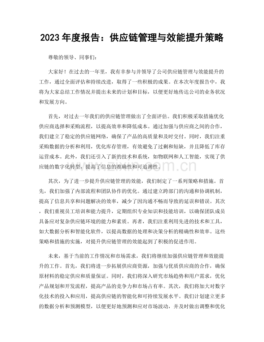 2023年度报告：供应链管理与效能提升策略.docx_第1页