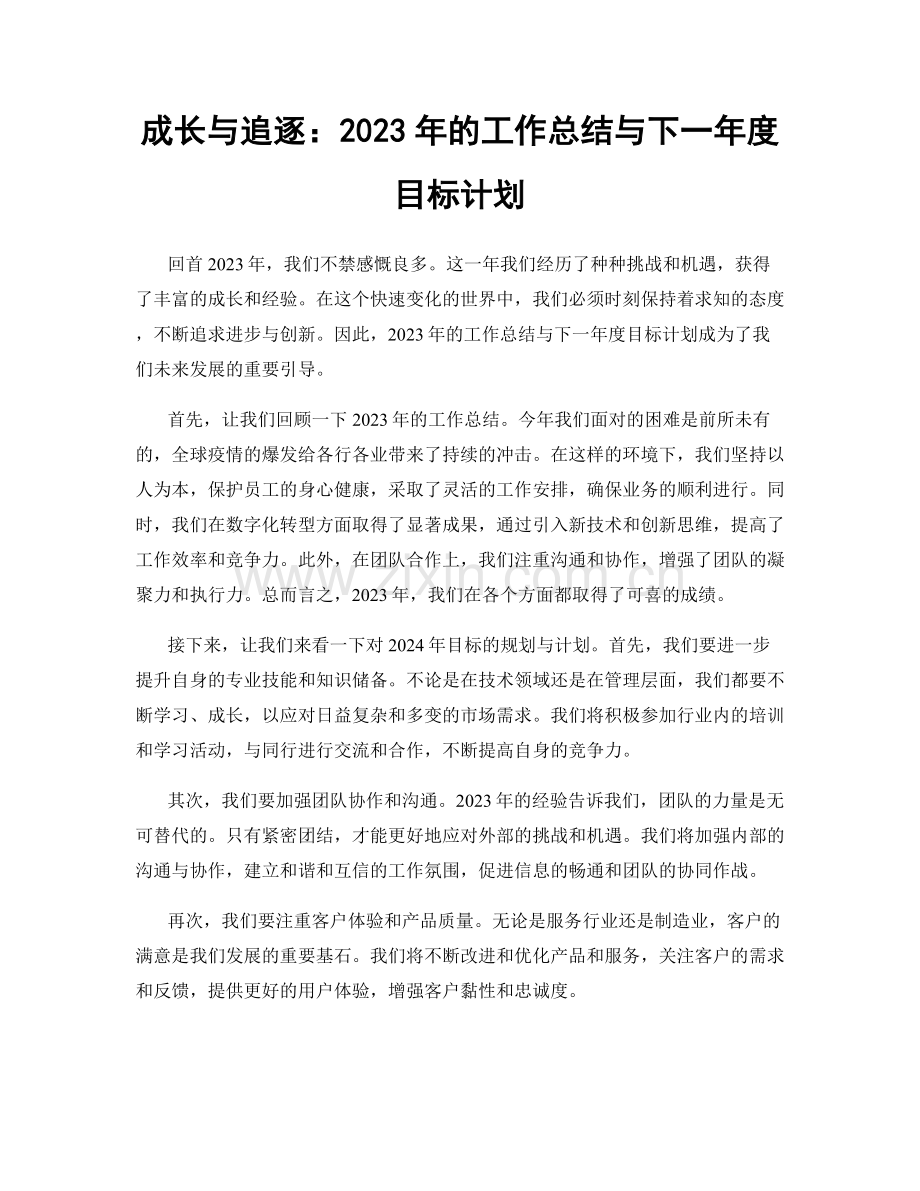 成长与追逐：2023年的工作总结与下一年度目标计划.docx_第1页