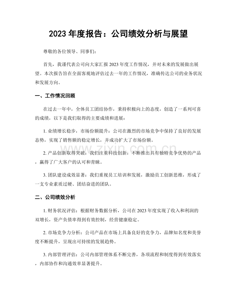 2023年度报告：公司绩效分析与展望.docx_第1页