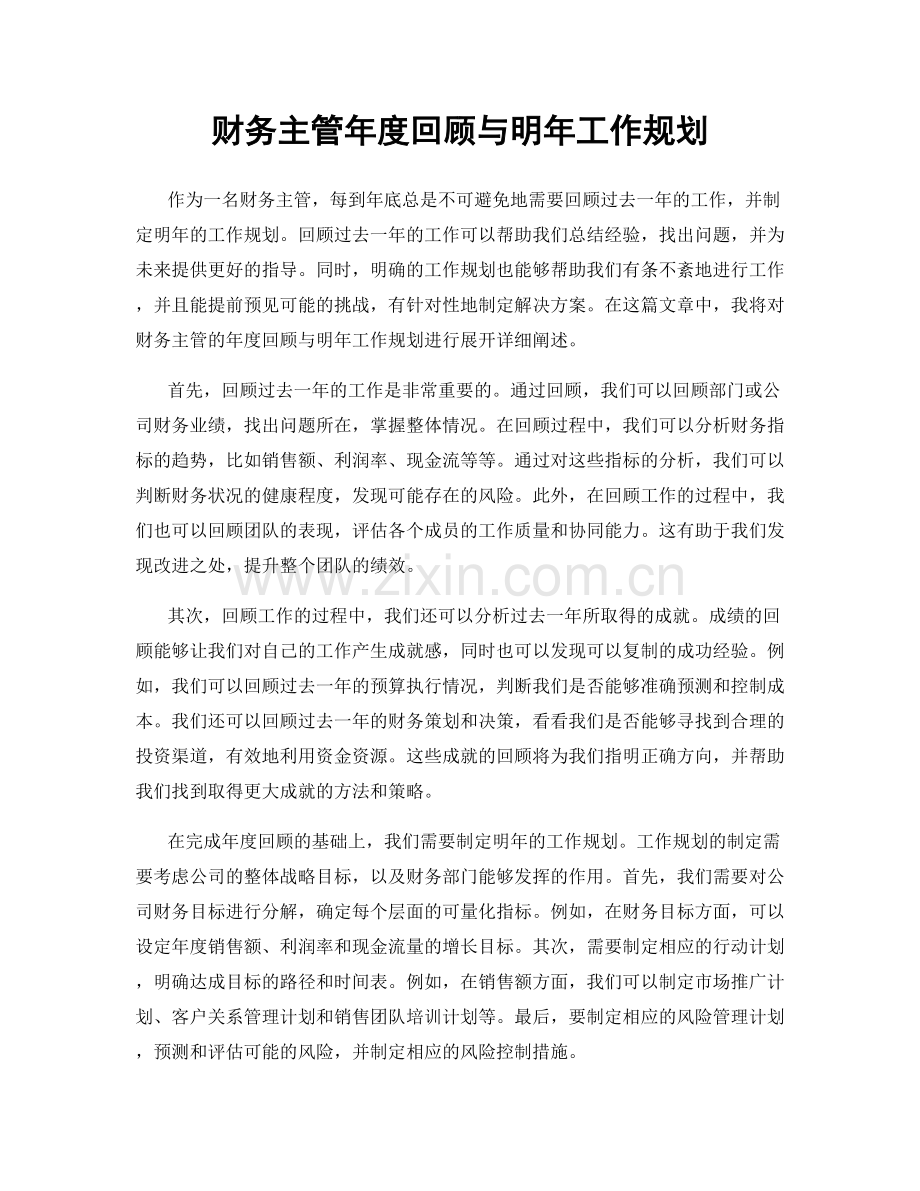 财务主管年度回顾与明年工作规划.docx_第1页