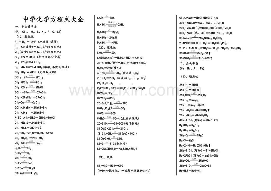 高三化学方程式大全.doc_第1页