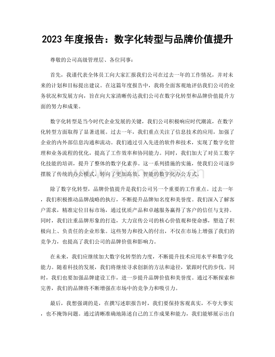 2023年度报告：数字化转型与品牌价值提升.docx_第1页