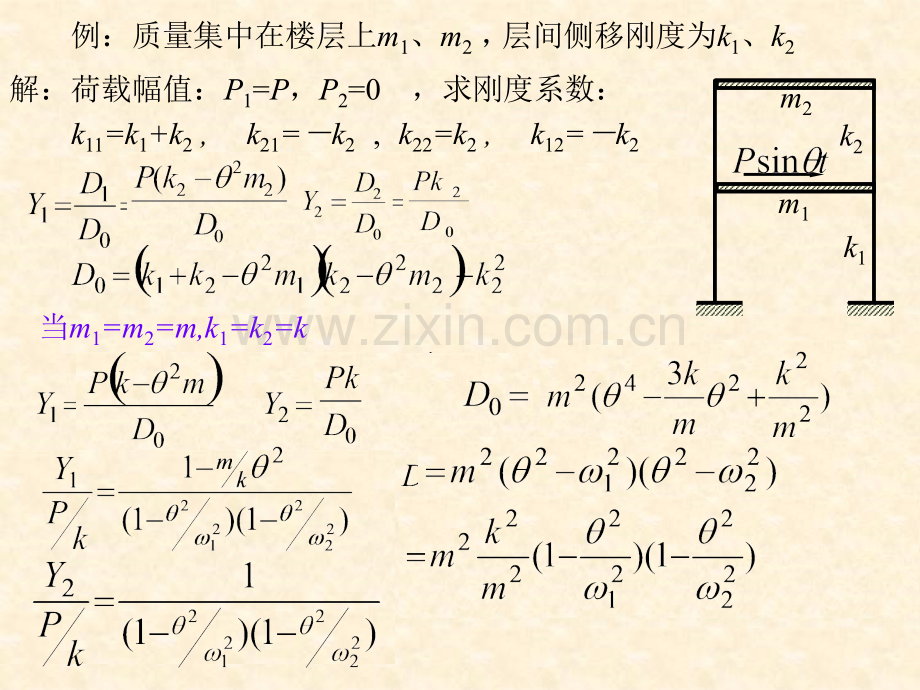 求图示刚架楼面处的侧移幅值惯性力幅值和柱底截面弯矩幅值.pptx_第2页