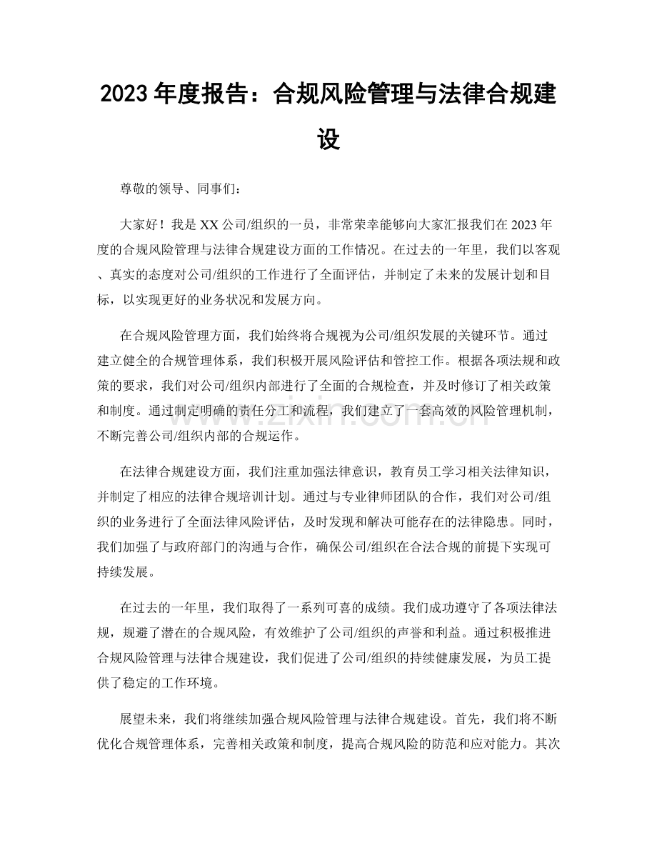 2023年度报告：合规风险管理与法律合规建设.docx_第1页