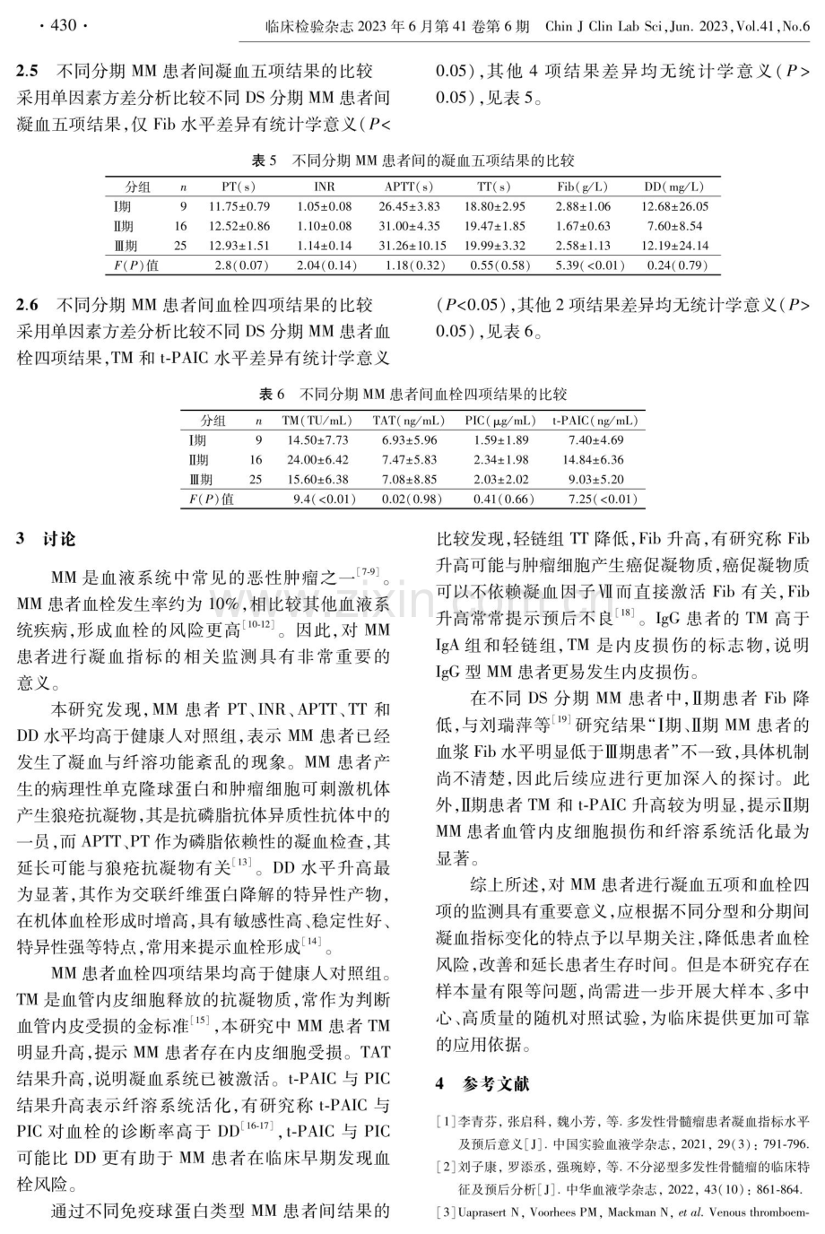 多发性骨髓瘤患者凝血指标水平的变化及意义.pdf_第3页