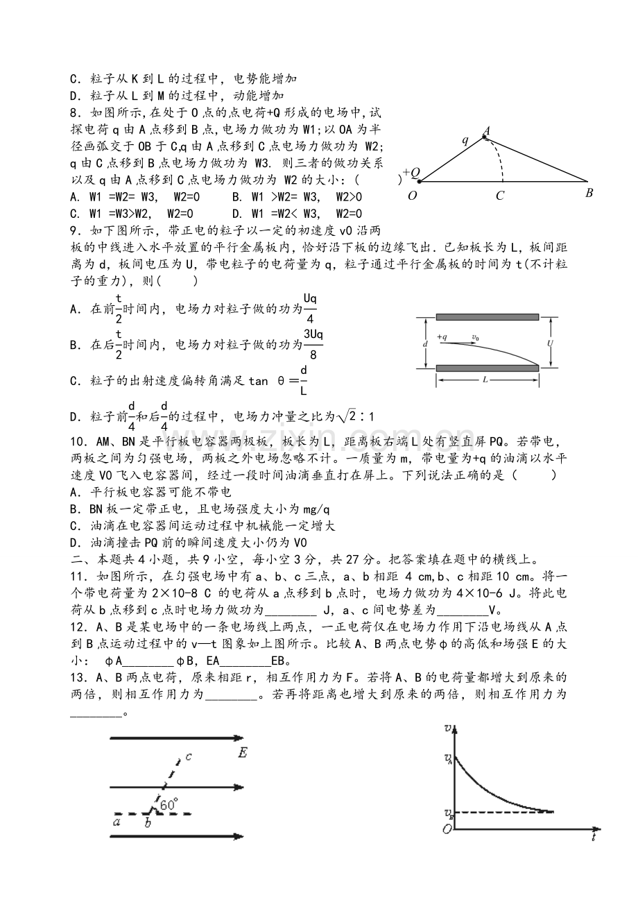 高二物理选修3-1各章测试题附答案.doc_第2页