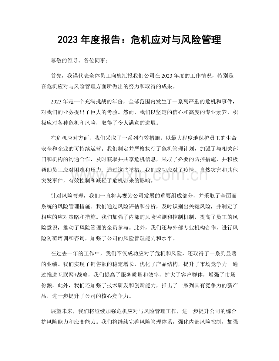 2023年度报告：危机应对与风险管理.docx_第1页