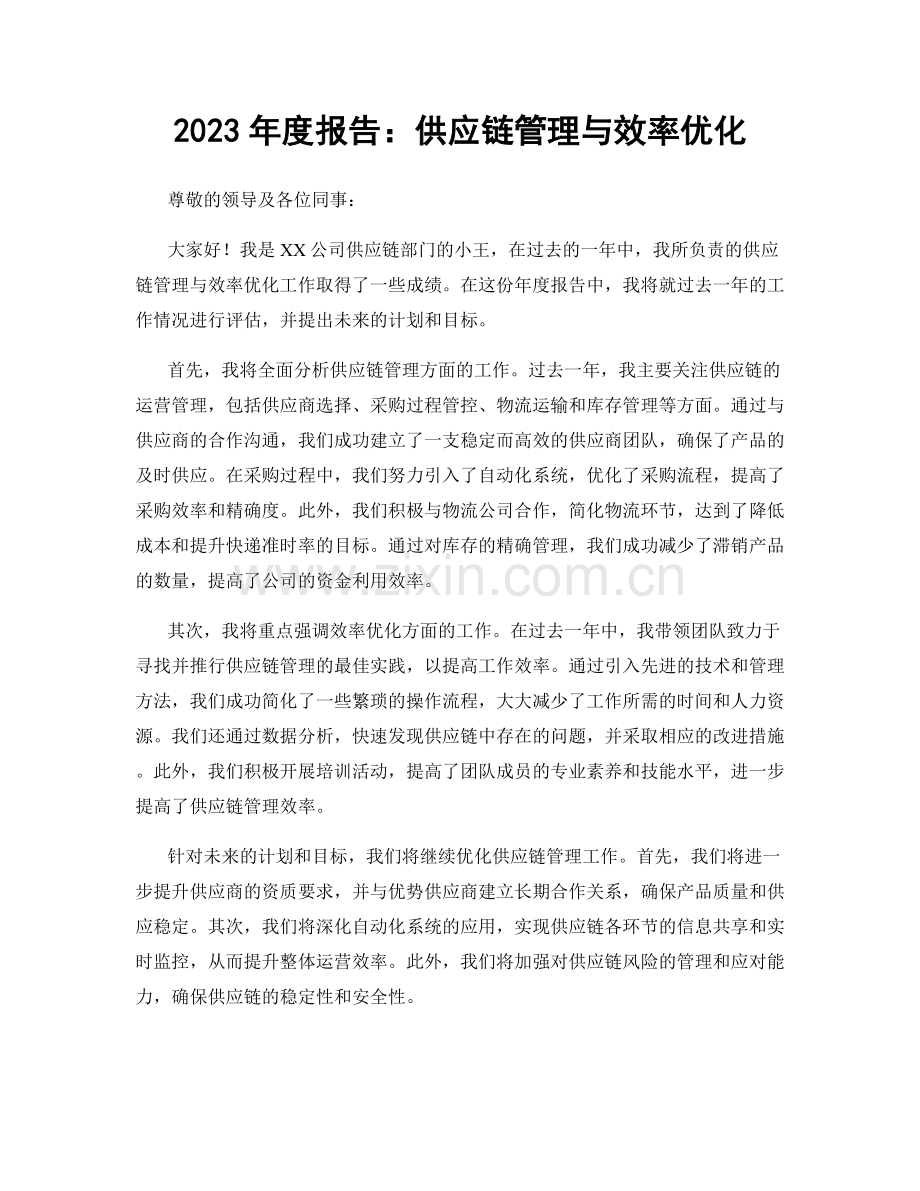 2023年度报告：供应链管理与效率优化.docx_第1页