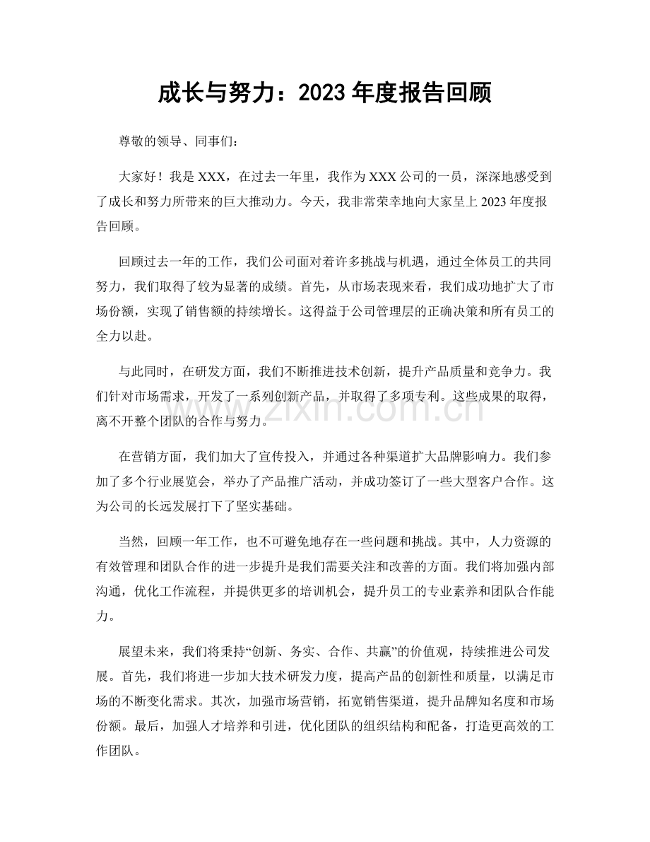 成长与努力：2023年度报告回顾.docx_第1页