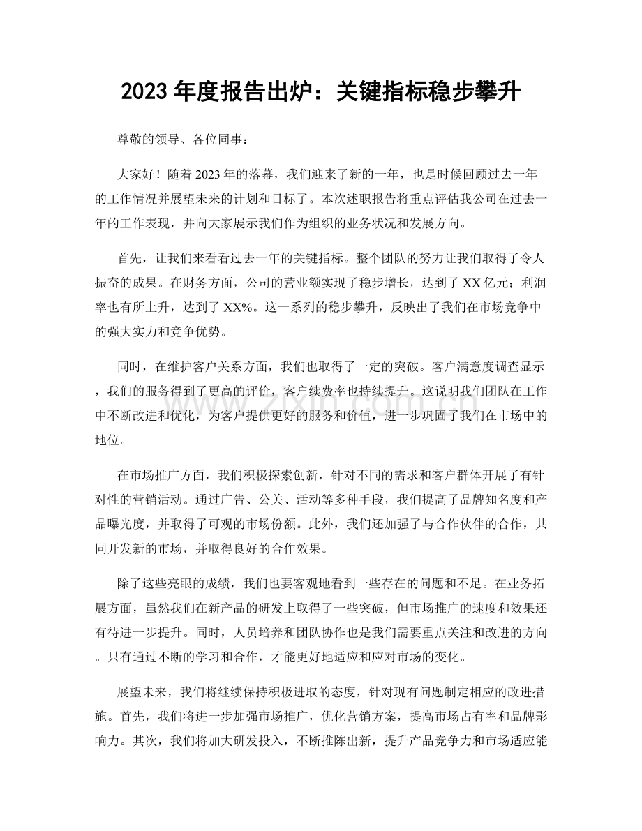 2023年度报告出炉：关键指标稳步攀升.docx_第1页