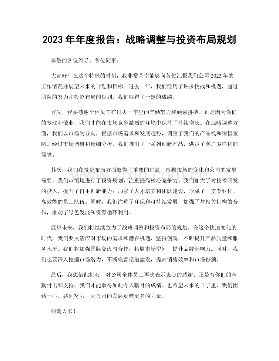 2023年年度报告：战略调整与投资布局规划.docx_第1页