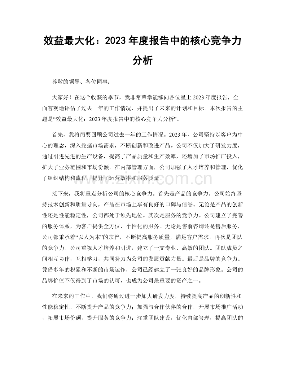 效益最大化：2023年度报告中的核心竞争力分析.docx_第1页