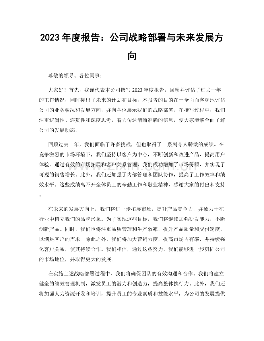 2023年度报告：公司战略部署与未来发展方向.docx_第1页