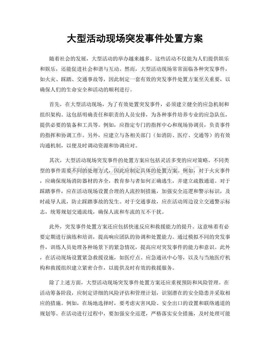 大型活动现场突发事件处置方案.docx_第1页