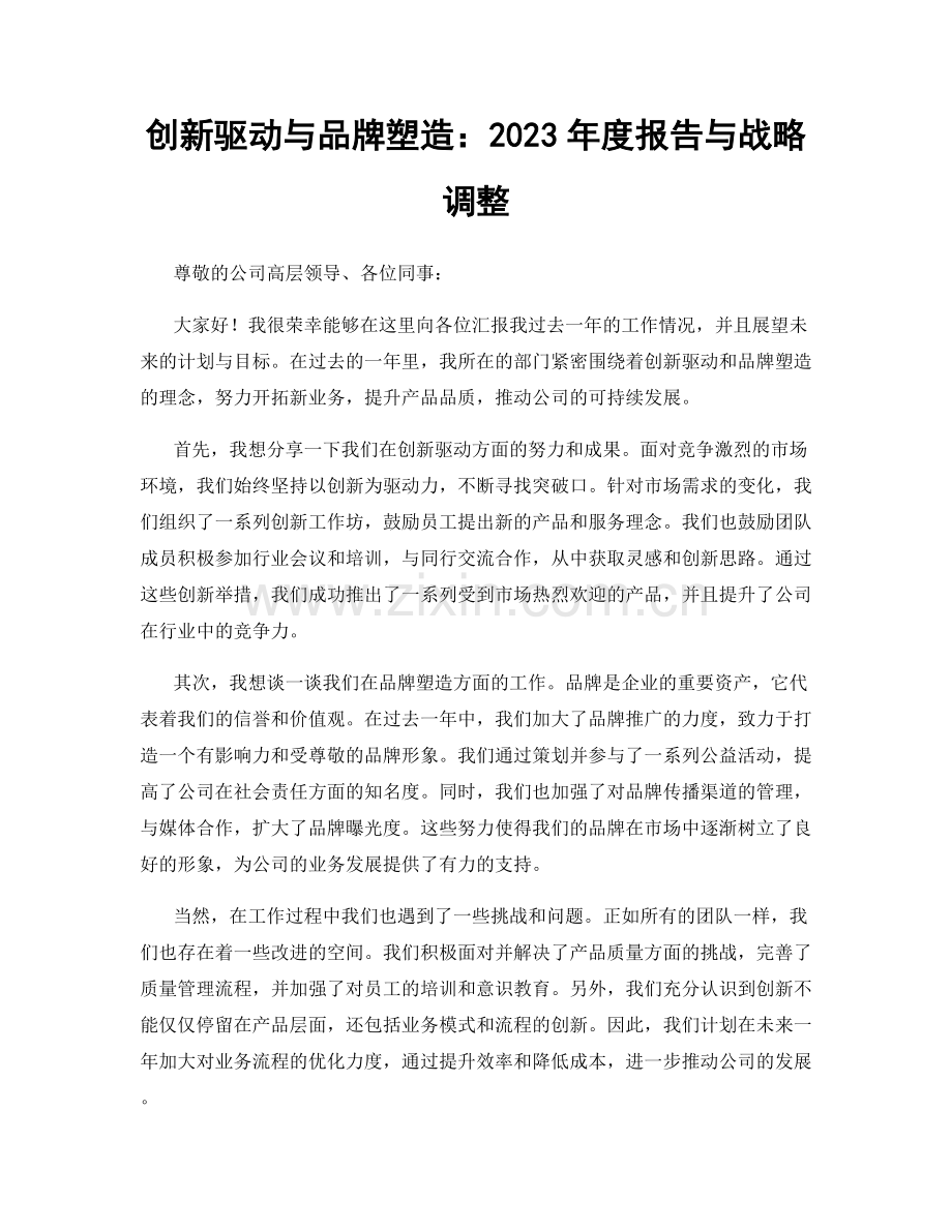 创新驱动与品牌塑造：2023年度报告与战略调整.docx_第1页