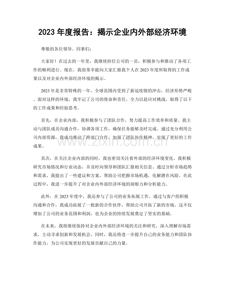 2023年度报告：揭示企业内外部经济环境.docx_第1页