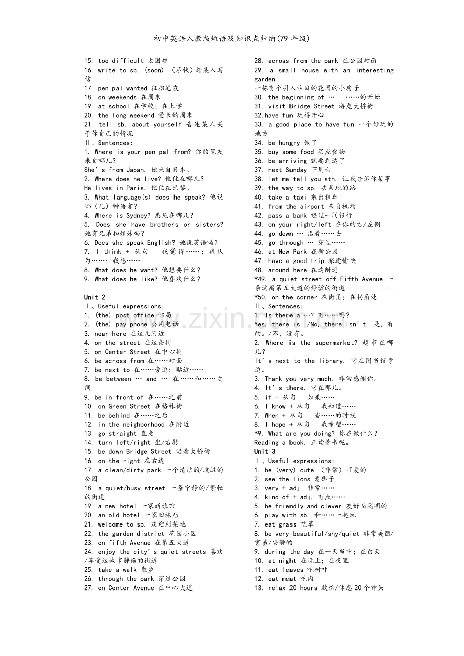 初中英语人教版短语及知识点归纳(7-9年级).doc_第3页