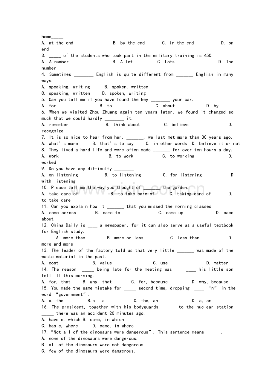 高一英语必修一1-5练习与答案.doc_第3页