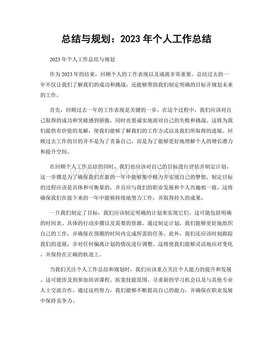 总结与规划：2023年个人工作总结.docx_第1页