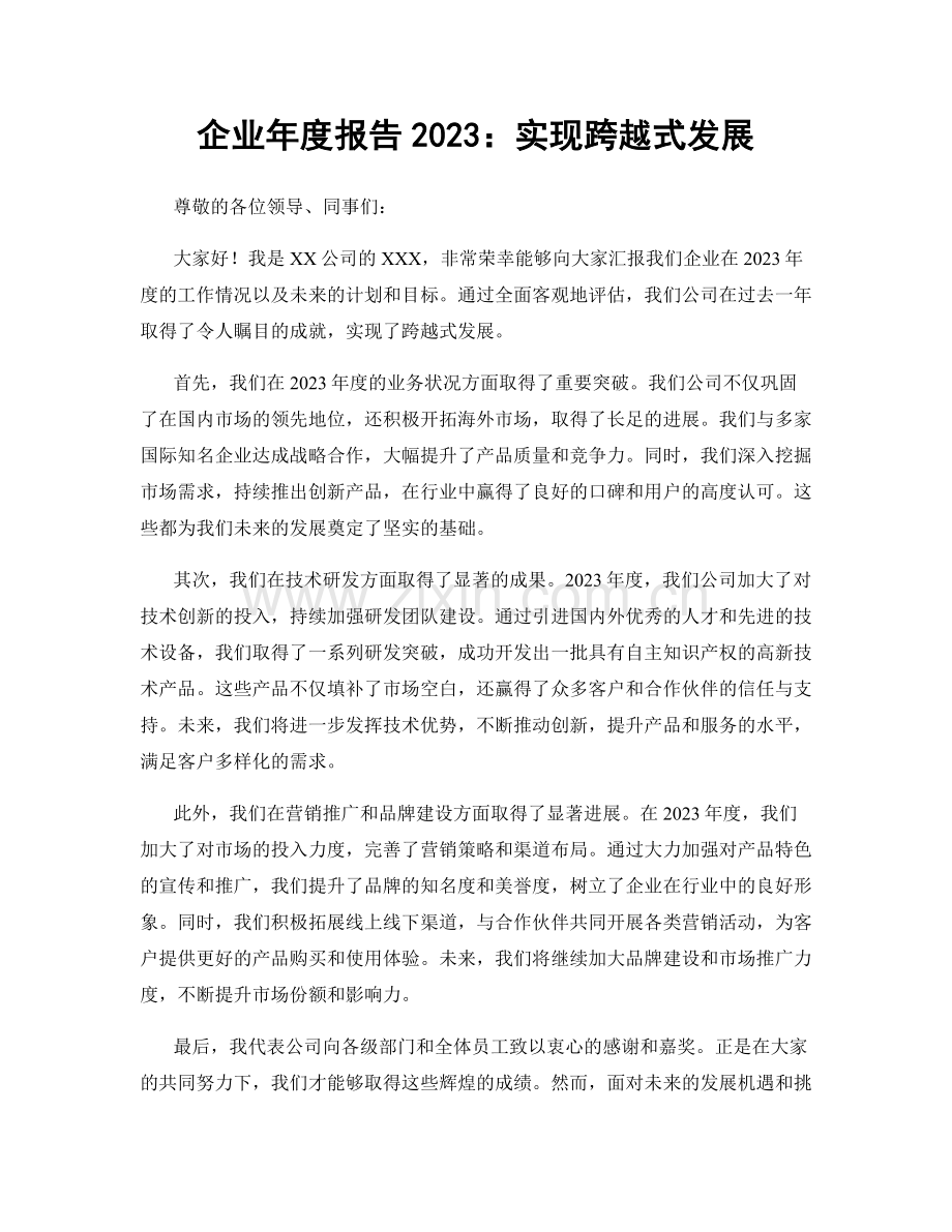 企业年度报告2023：实现跨越式发展.docx_第1页