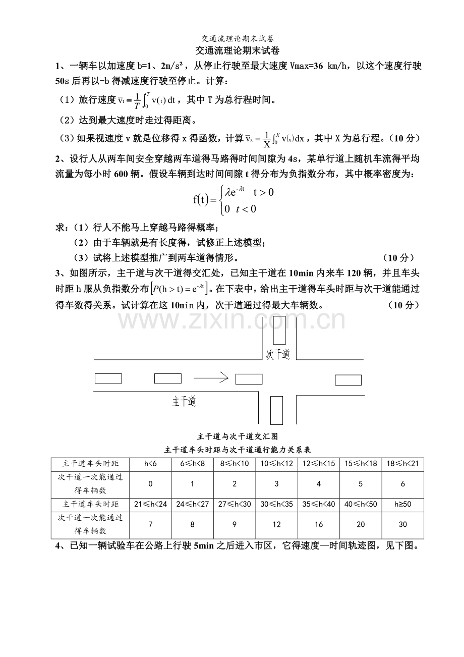 交通流理论期末试卷.doc_第1页