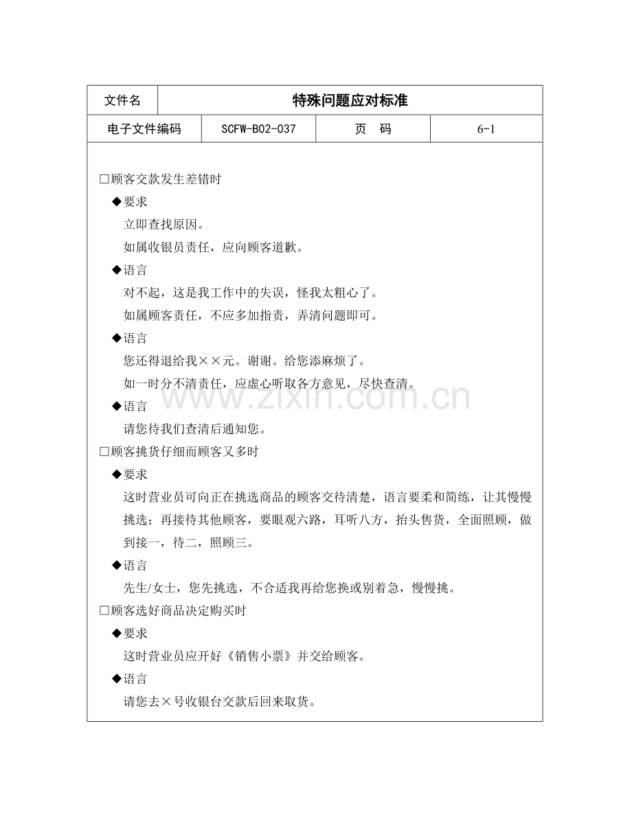 特殊问题应对标准.docx_第1页