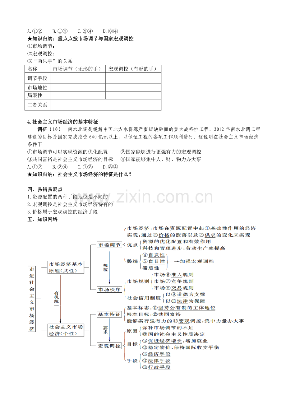 高三一轮复习经济生活学案走进社会主义市场经济.doc_第3页