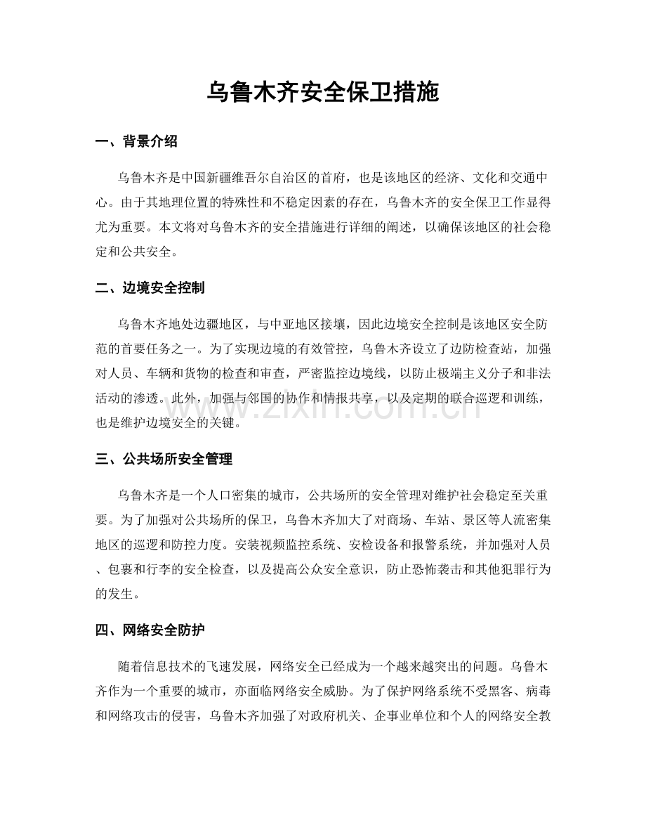 乌鲁木齐安全保卫措施.docx_第1页