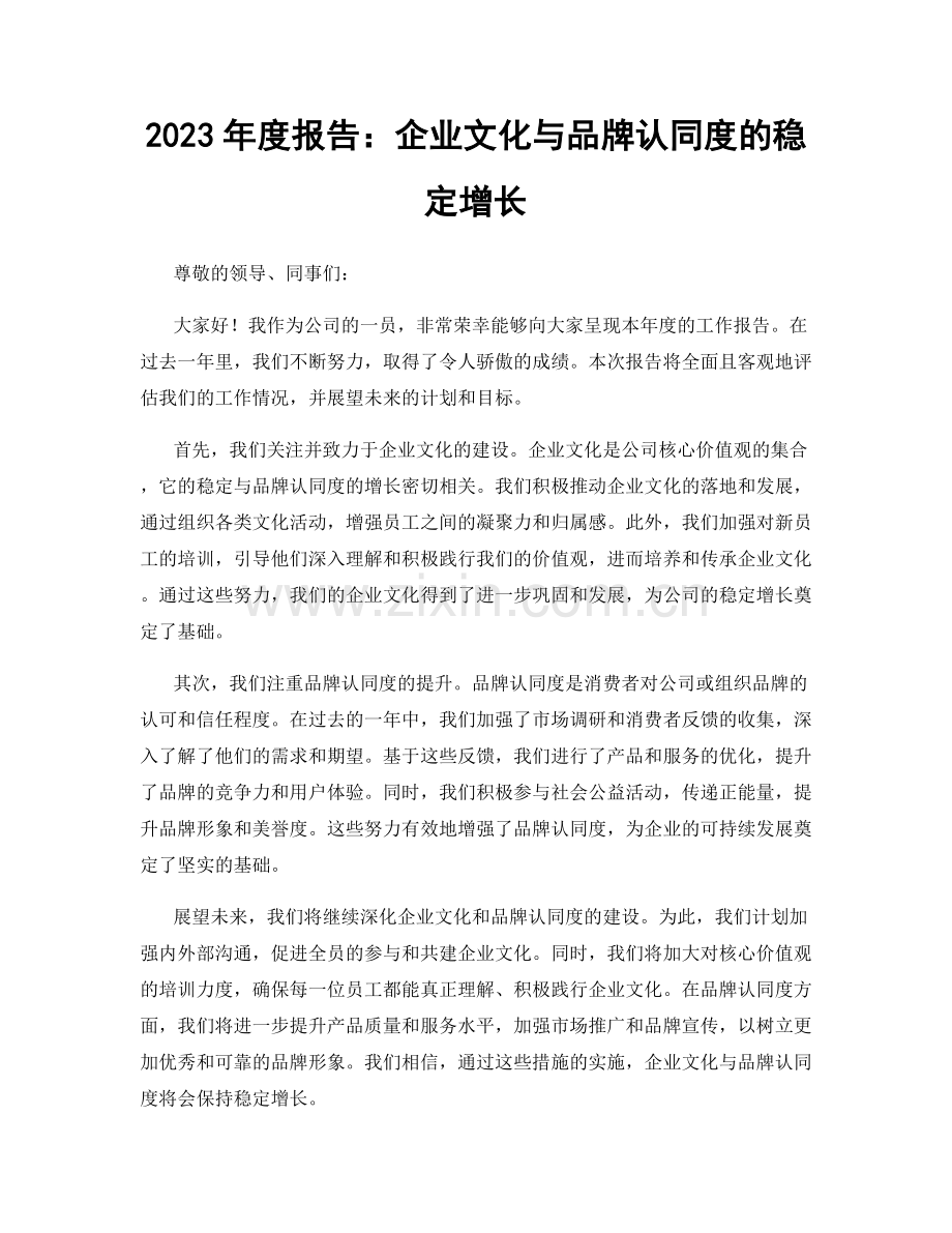 2023年度报告：企业文化与品牌认同度的稳定增长.docx_第1页