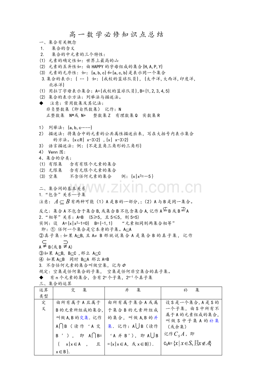 高一数学必修一知识点总结.doc_第1页