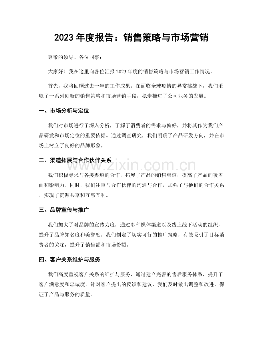 2023年度报告：销售策略与市场营销.docx_第1页