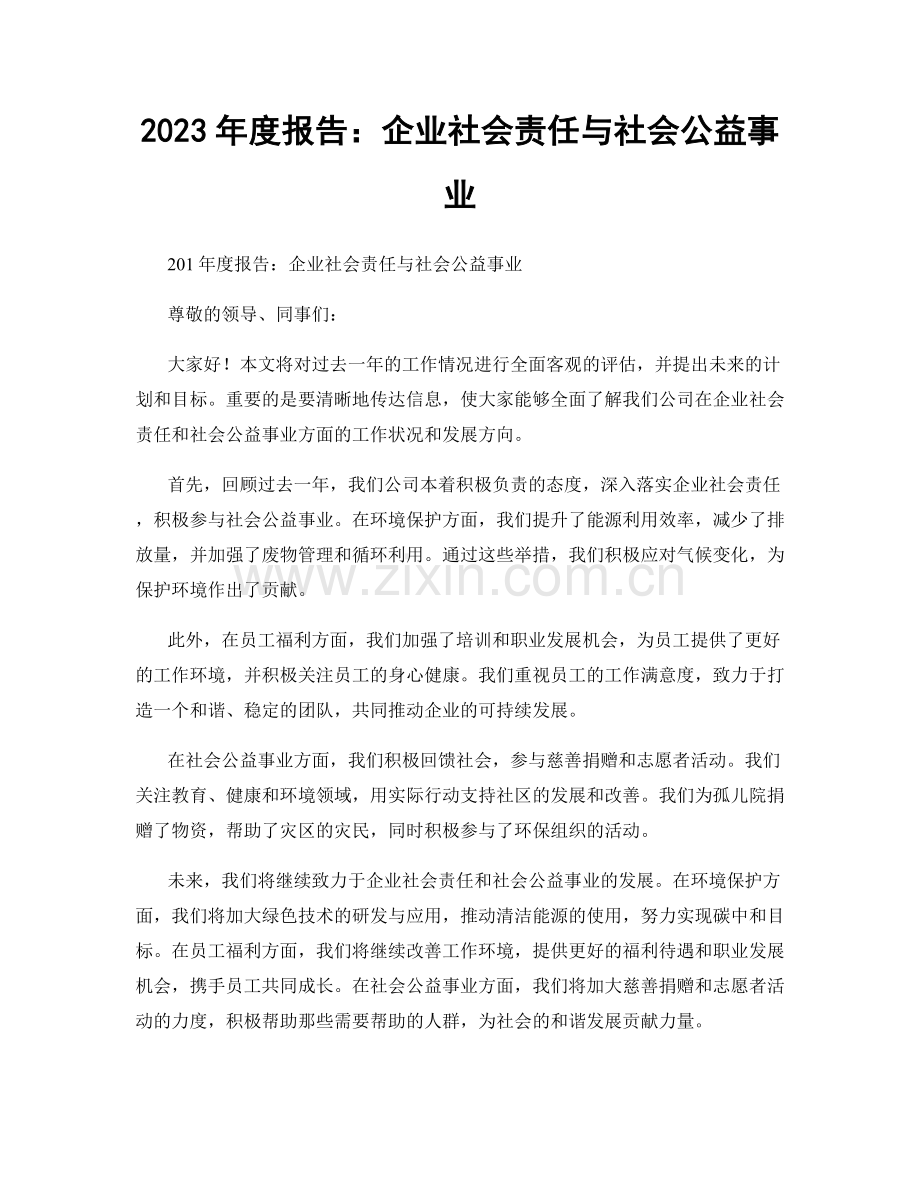 2023年度报告：企业社会责任与社会公益事业.docx_第1页