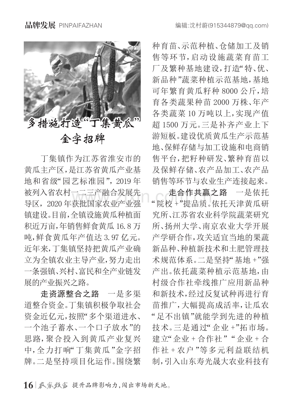 多措施打造“丁集黄瓜”金字招牌.pdf_第1页