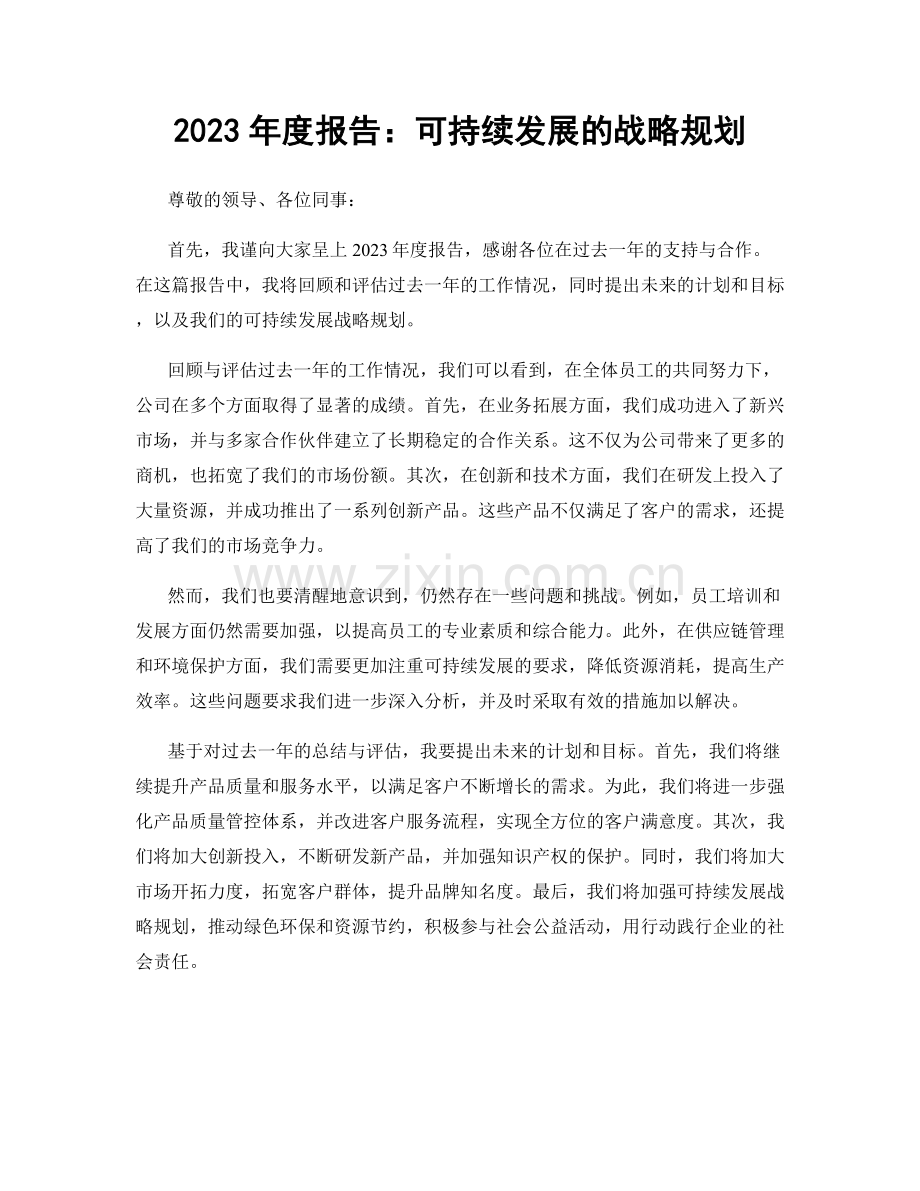 2023年度报告：可持续发展的战略规划.docx_第1页