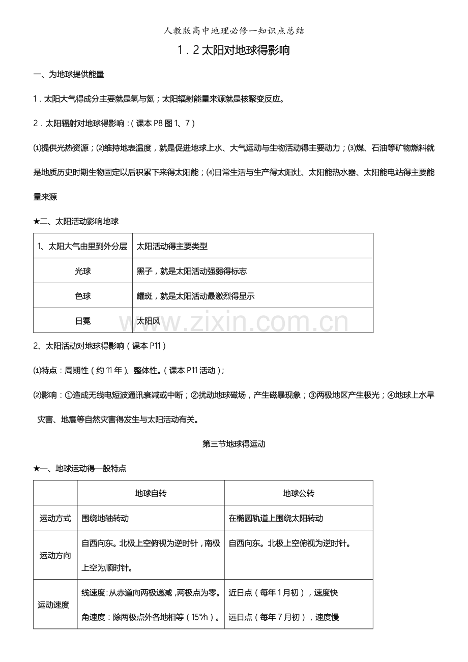 人教版高中地理必修一知识点总结.doc_第2页