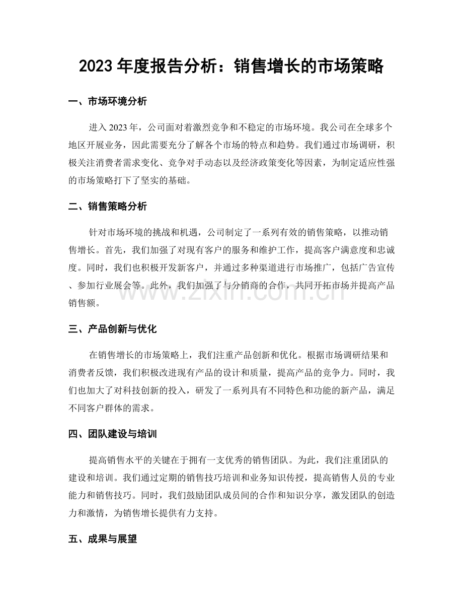 2023年度报告分析：销售增长的市场策略.docx_第1页